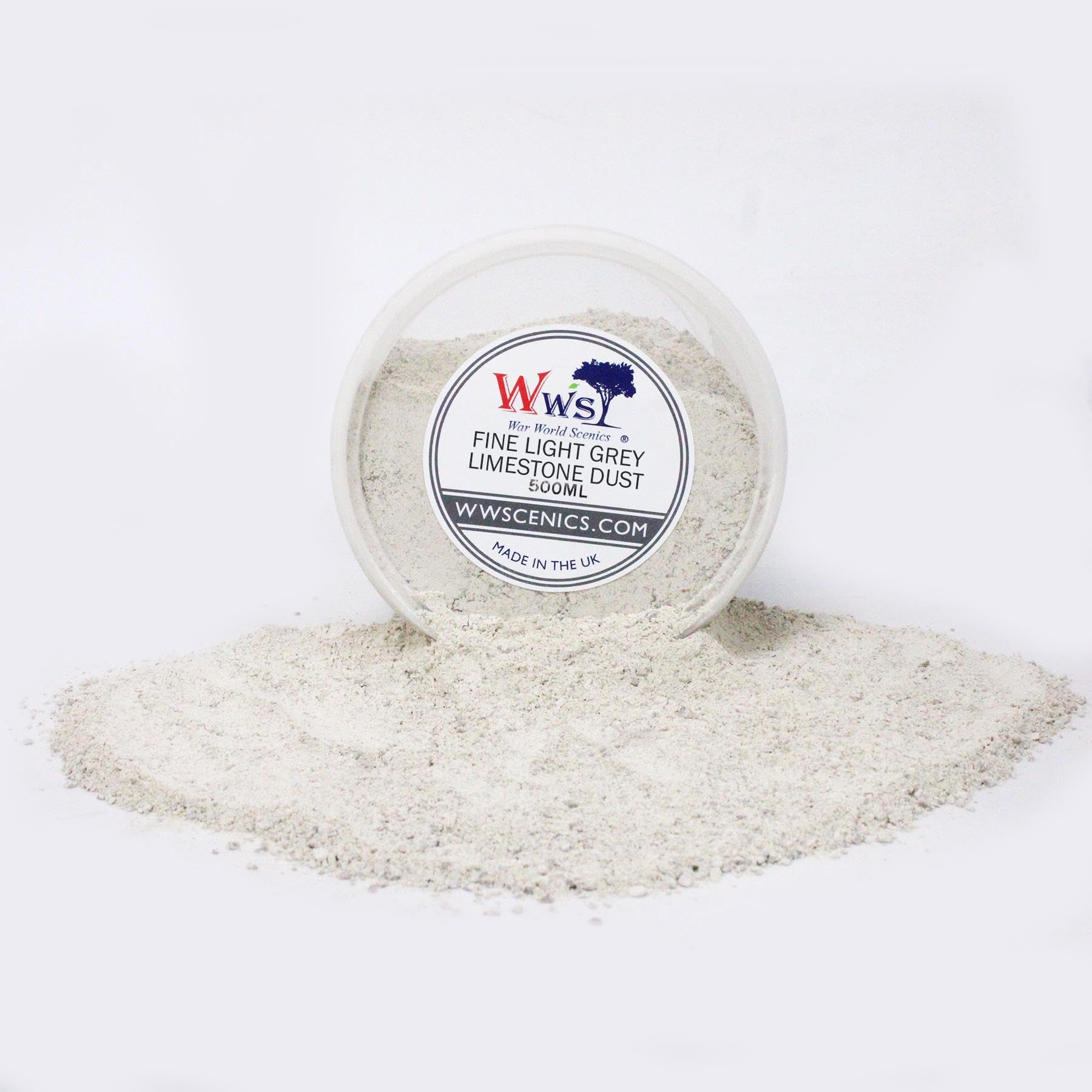 WWS War World Scenics WWScenics Fine Light Grey Limestone Dust 1-2mm | 500ml Tub | Wargame Scenery & Basing Material