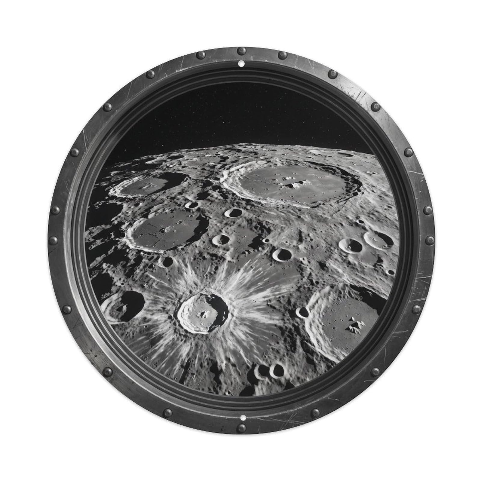Lunar Crater Field Porthole View Metal Tin Sign