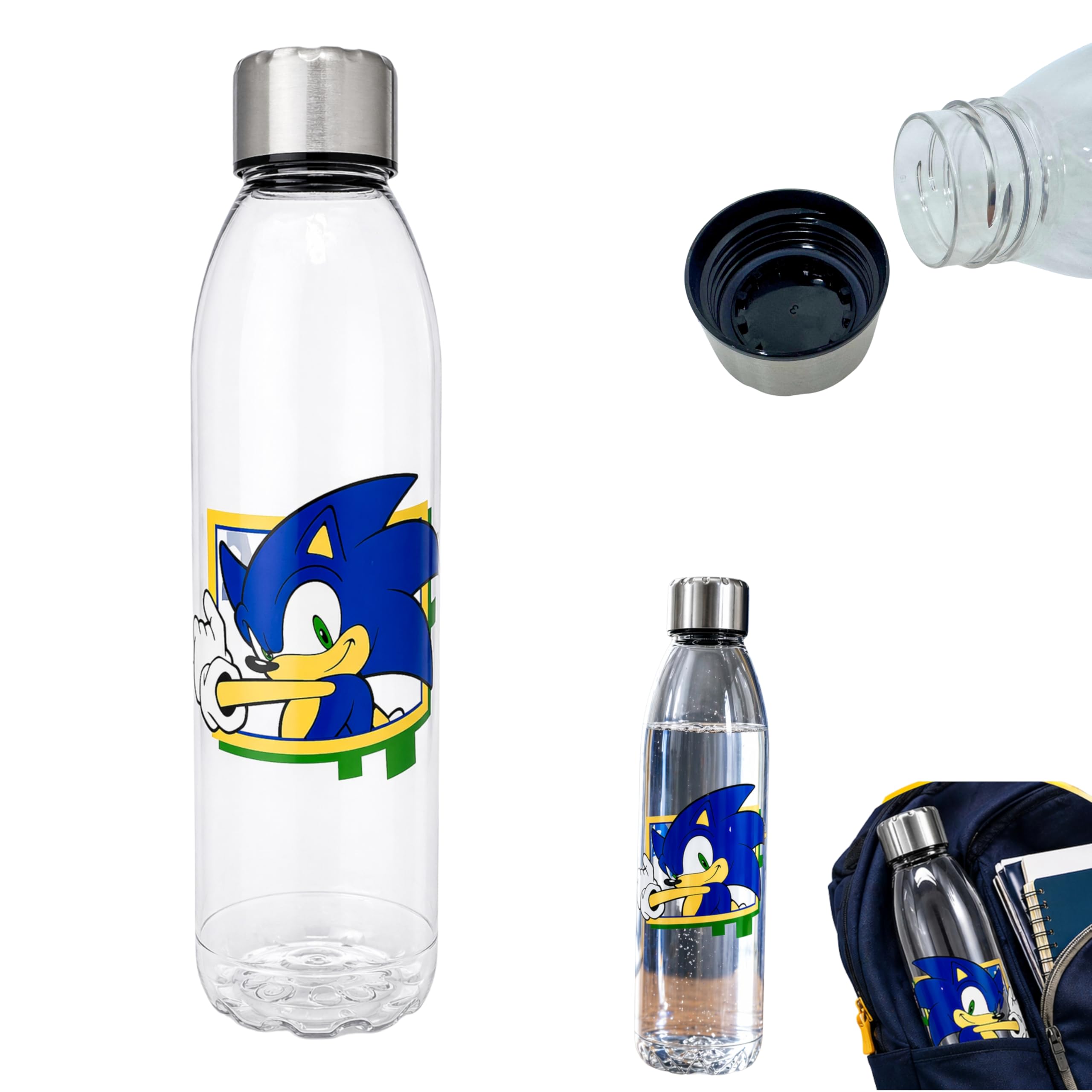 Srv Hub Sonic The Hedgehog Water Bottle 980Ml – Bpa Free Reusable Kids Water Bottle With Leak Proof Metal Screw Cap – Cartoon Drink Bottle For School, Sports, Travel & Outdoor
