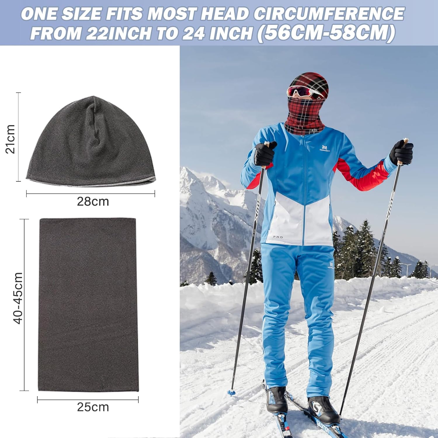 WK IEASON Winter Thermal Fleece Hat Scarf Set for Men Women Warm Windproof Cap Neck Warmer Fleece Beanie Scarf Set for Skiing - Image 5