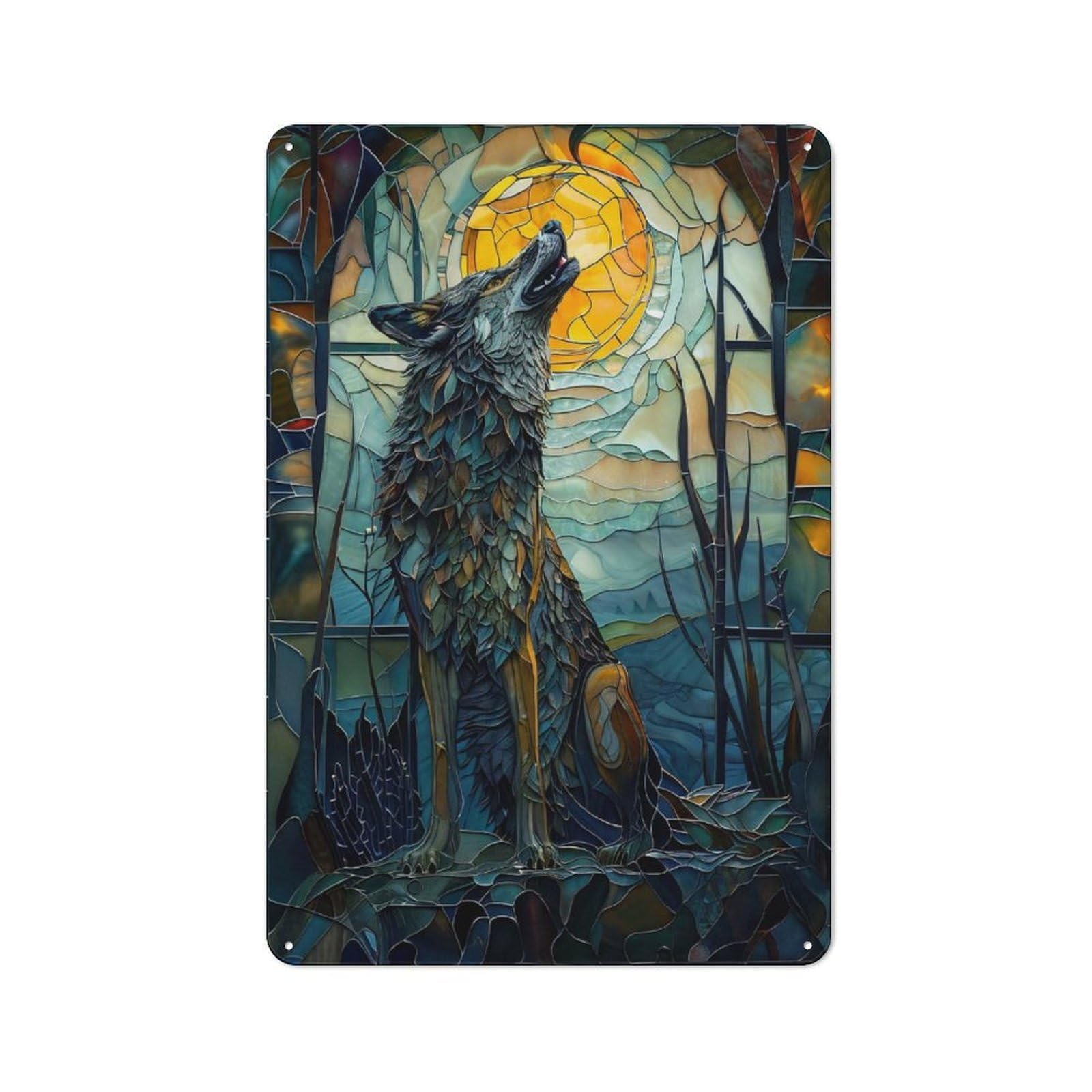 Junmoney Fairy Tale Wolf Retro Metal Plaque 30X20cm For Café Or Home Bar, With Clear Retro Wall Decor Character