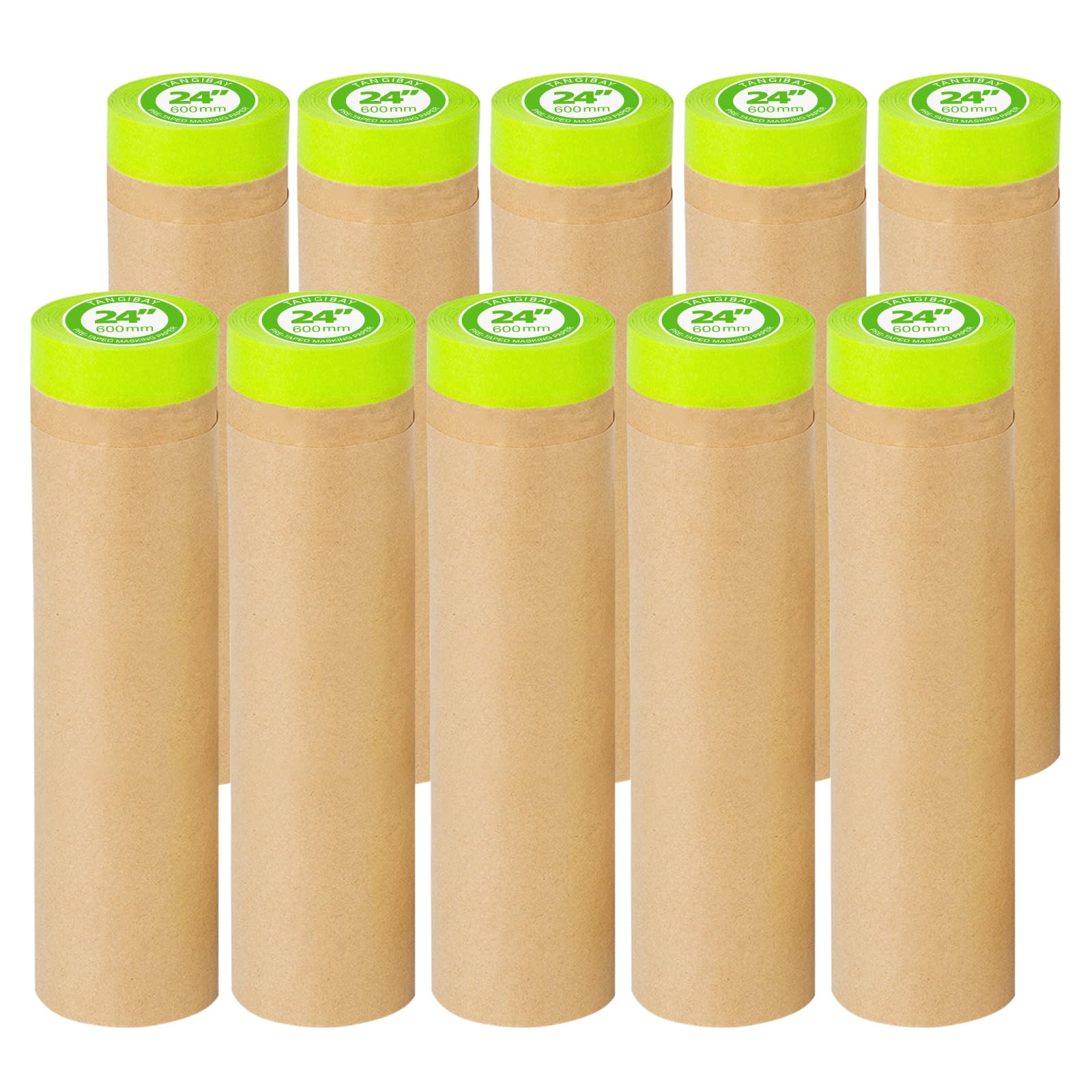 Tangibay Papel De Enmascarar Precintado Para Pintar, Pintor 24 Pulgadas X 50 Pies Y Cinta Adjunta Protección Pintura Automotriz Casa, Cubrir Ventanas, Zócalos, Marcos, Automóviles