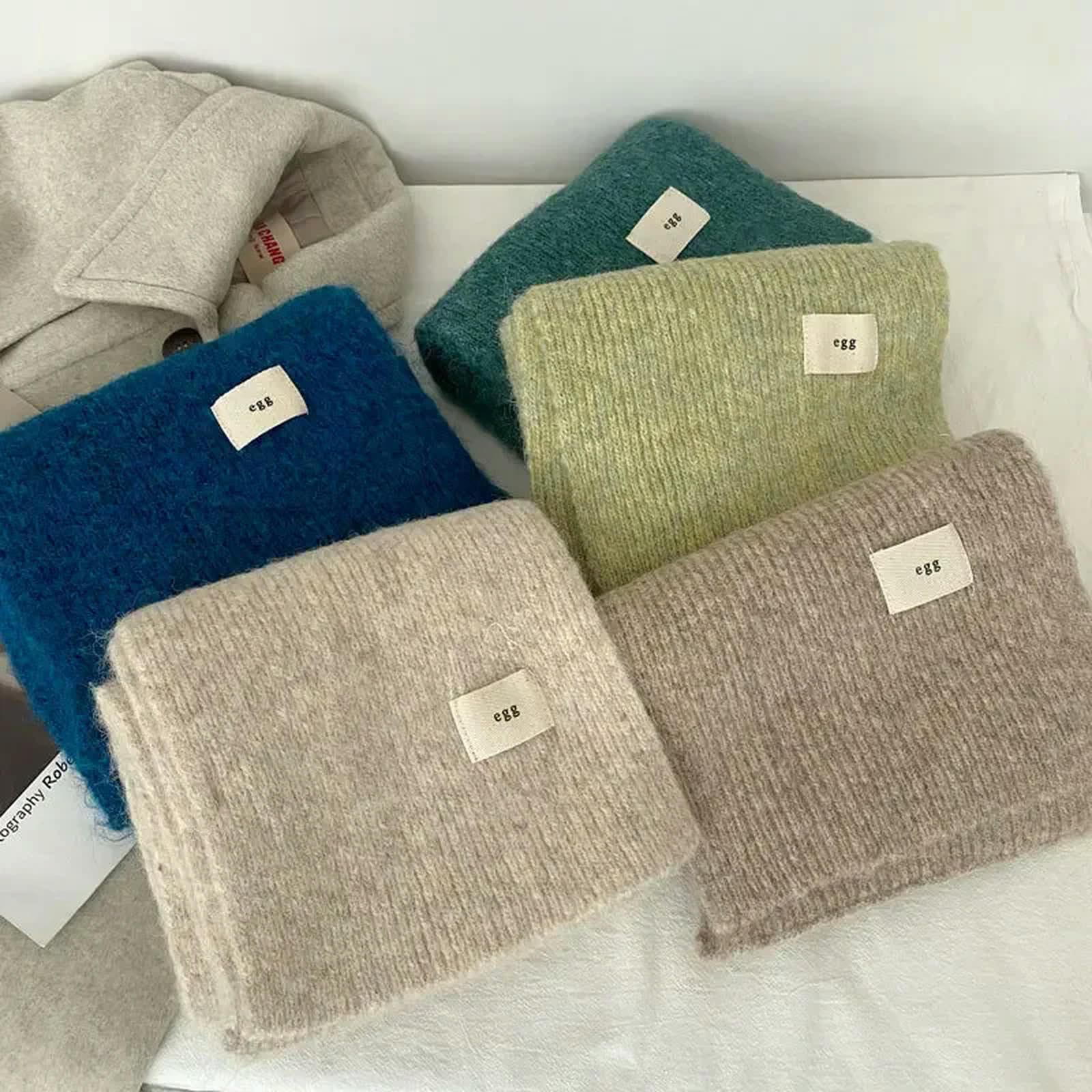 MdybF Sciarpa donna Donne Sciarpe Inverno Thicken Scaldare Scialli Morbidi Wraps Femminile Colore Puro Maglia Lunga Sciarpa