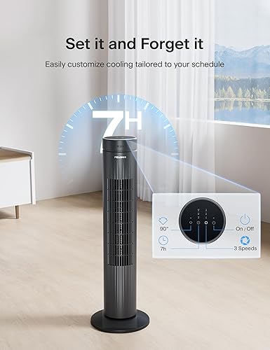 Miniatura 6 de PELONIS Ventilador de torre oscilante de 30 pulgadas para dormitorio, 3 velocidades, ventilador de torre silencioso con control remoto, ventilador