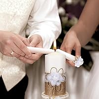 Vista 6 de Zhehao Juego de 3 velas Unity con soporte para ceremonia de boda, accesorios rústicos para ceremonia de recepción, portavelas decorativo de granja