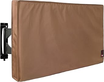 iBirdie Outdoor TV Cover 70 to 75 inch Weatherproof, Cover Size 68L x 42H, Waterproof for Outside Flat Screen 70 to 75 inch TV, Brown, 600D Thick Fabric Screen Protector with Bottom