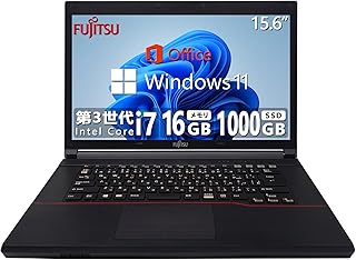 【整備済み品】 富士通 FUJITSU ノートパソコン FMVシリーズ ■高性能第3世代Core i7/Office 2019/Windows11 Pro/WIFI/15.6型/16GB/(整備済み品) (SSD 1TB)