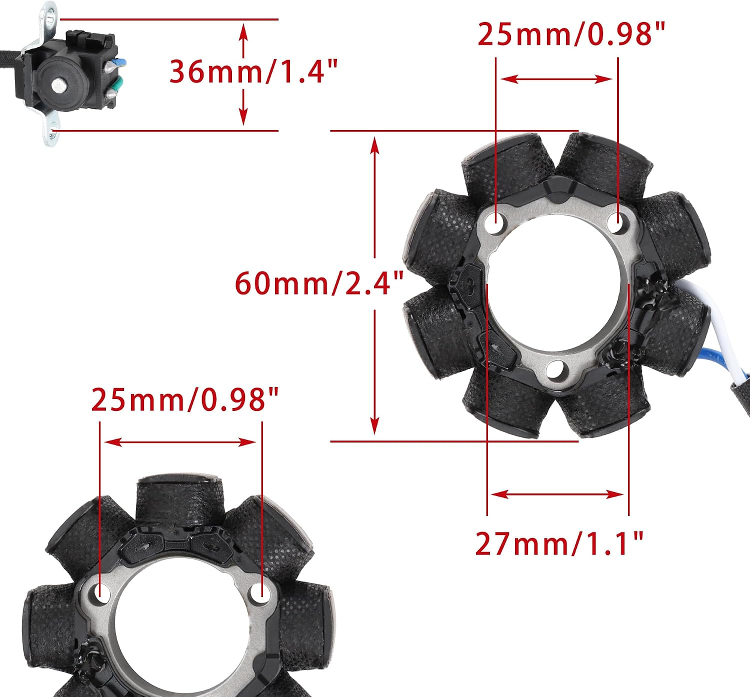 WOOSTAR 8 Coil 4 Wire Stator Magneto Replacement for 2004-2009 CRF250 2012-2013 CRF250R 2015-2017 CRF250X 2004 CRF450 CRF450R OEM 31120-MEN-003 31120-MEN-000 Dirt Pit Bike