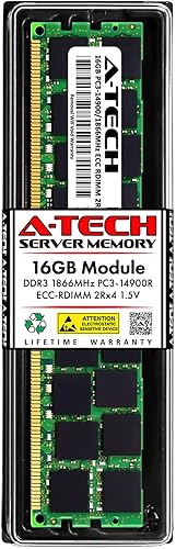 A-Tech Reemplazo de 16 GB RAM para Elpida EBJ17RG4BFWD-JS-F  DDR3 1866MHz PC3-14900 RDIMM 2Rx4 1.5V ECC registrado 240-Pin módulo de memoria de