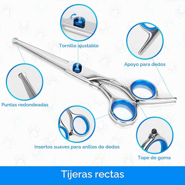 Foto 2 de 8 de Nobleza Tijeras para Perros, 4 Piezas Tijeras Peluqueria Canina Profesional de Acero Inoxidable