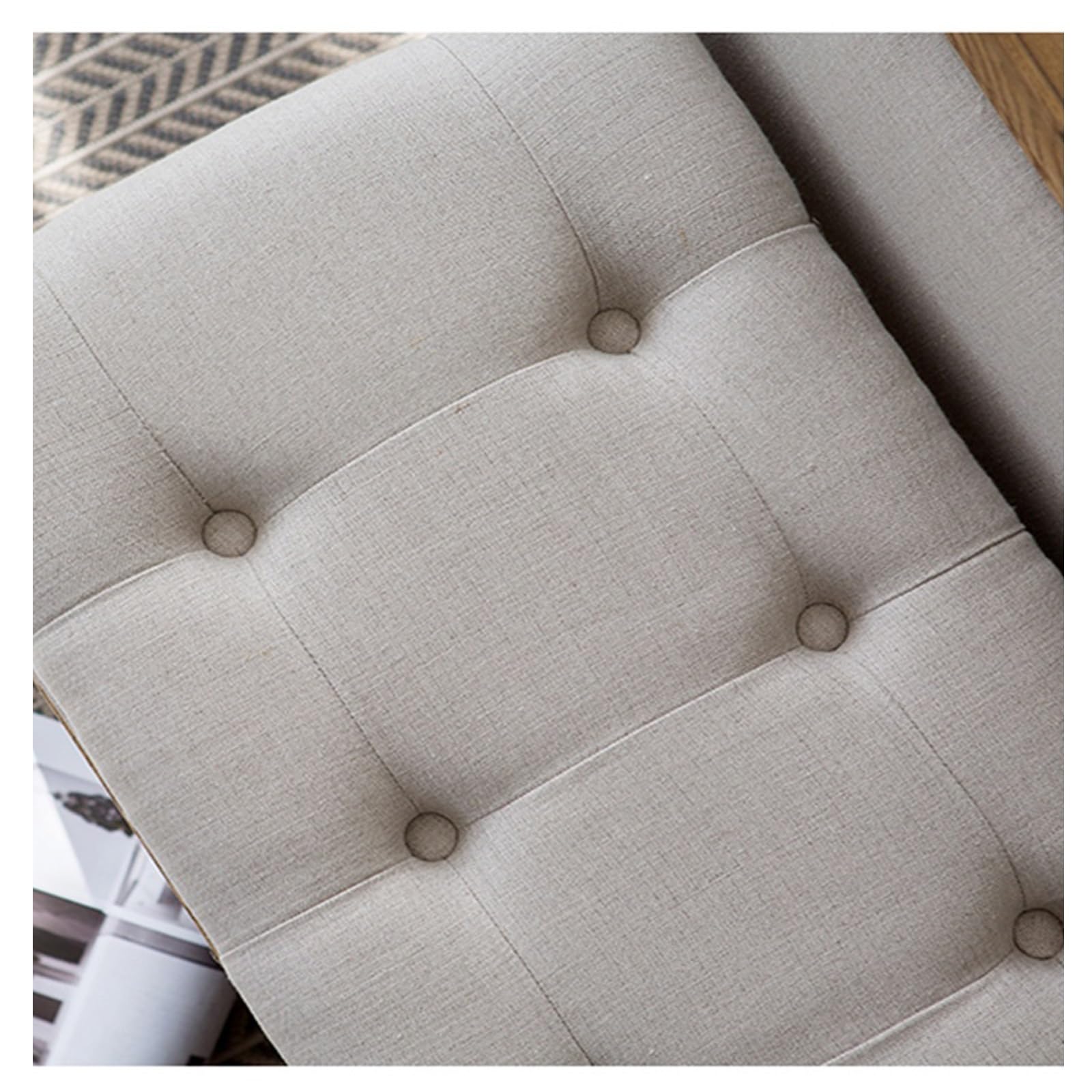 Banc de Bout de Lit Banc vintage français avec siège rembourré et pieds en bois d'hévéa, banc d'entrée et de salle à manger rembourré en mousse à mémoire de forme, banc d'extrémité de lit en tissu tou