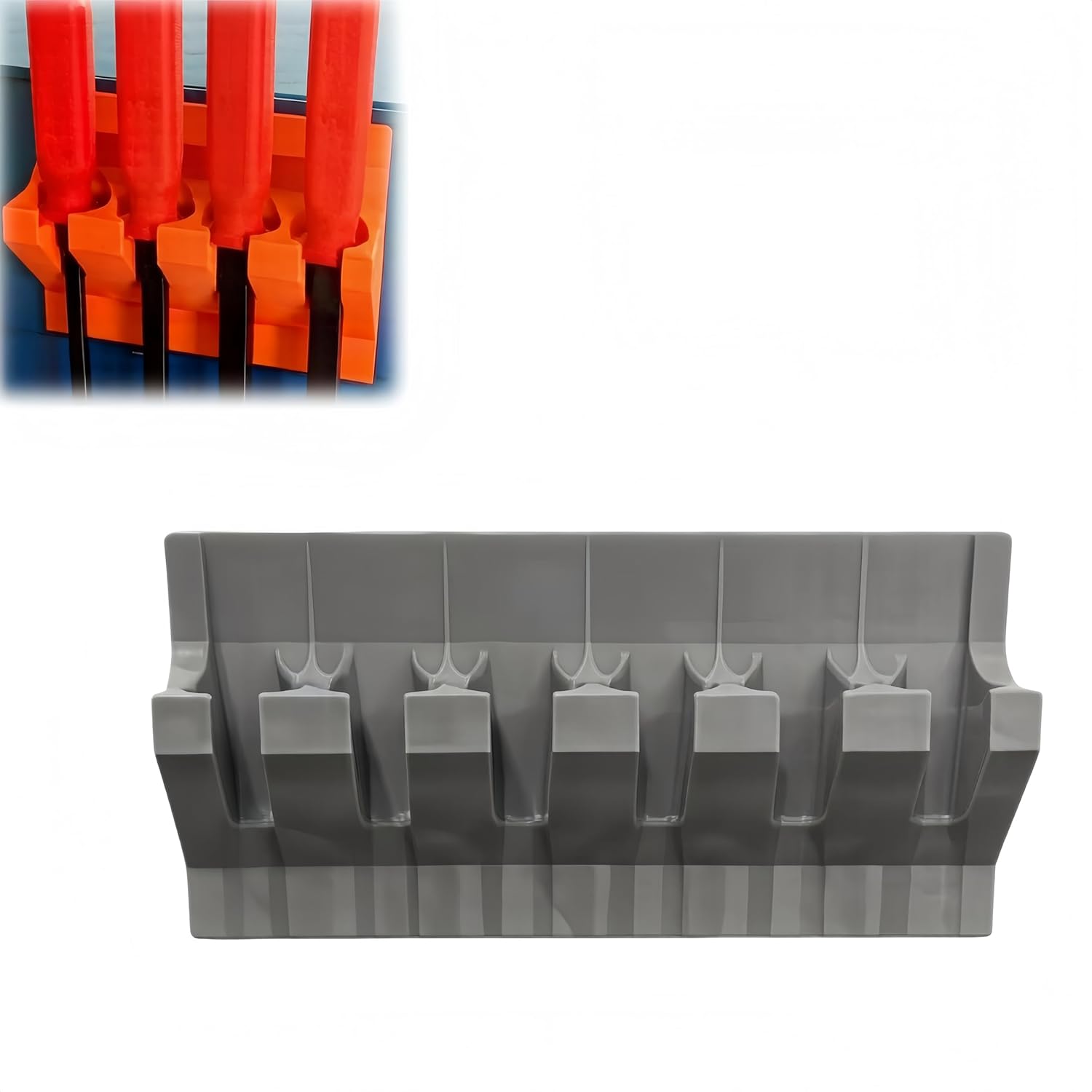 Magnetic Pry Bar Holder, 6-Slot Tool Organizer Rack for Garage and Toolbox, Wall Mount Storage Holder for Crowbars and Hand Tools, Space-Saving Tool Storage