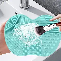 Tapete de limpeza de pincel de maquiagem, almofada de limpeza de escova de silicone, almofada de limpeza de escova para pincel, esponja, pó (verde)