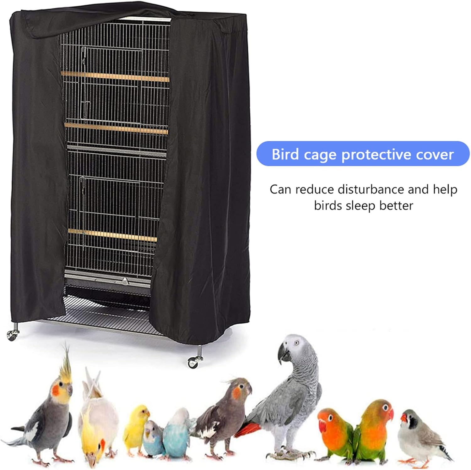Bird Cage Covers for Night Large Birdcage Protection Blackout Universal Pet Cage Cover Night Birdcage Cover for Parrot Parakeet Macaw Lovebird African 122X104x69cm