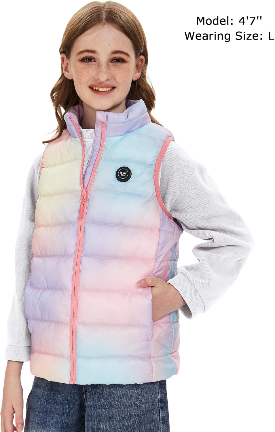 Venustas Kids Heated Vest with Battery Pack, Girls Lightweight Electric Heated Vest - Image 4