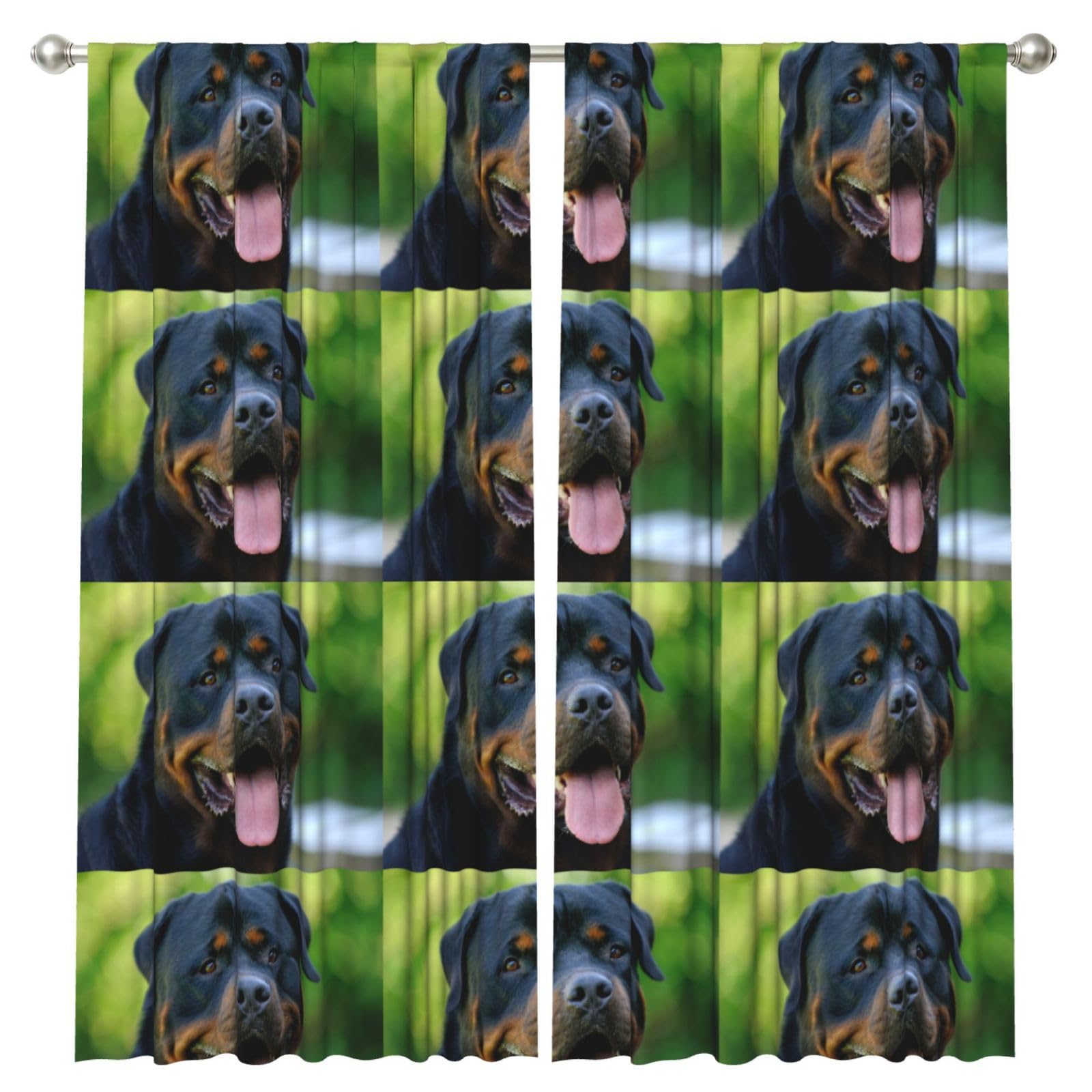 InOmak Rottweiler, 2 Panels Window Curtains 52 x 84 Inch Blackout Curtains for Living Room Bedroom