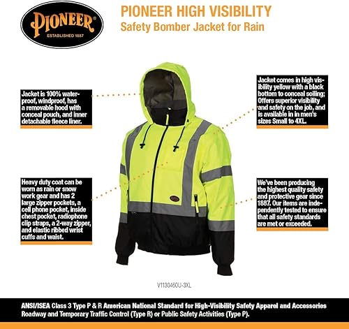 Miniatura 9 de Pioneer 5209U Hi Viz - Chamarra de seguridad con capucha desmontable