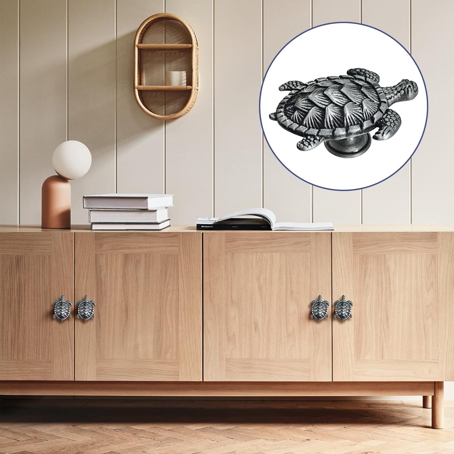 6 Pack Creative Shapes Drawer knobs Beach Ocean Theme Single Hole Pulls Handles Cabinet Decorative Metal Furniture Knobs Closet Drawer Dresser Wardrobe Antique Pewter Color (Sea Turtle)
