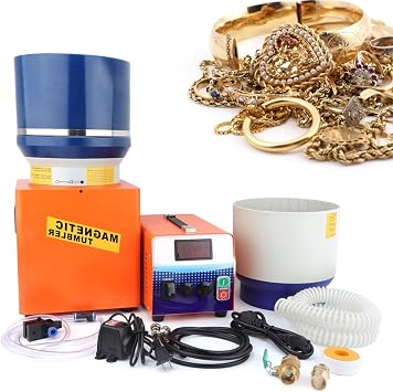 Magnetic Tumbler Jewelry Polisher,3l Cleaning Capacity,Professional Magnetic Polisher Finisher with Wet Dry Polishing Barrel &Control Panel for Jewelry/Metal Parts/Hard Plastic
