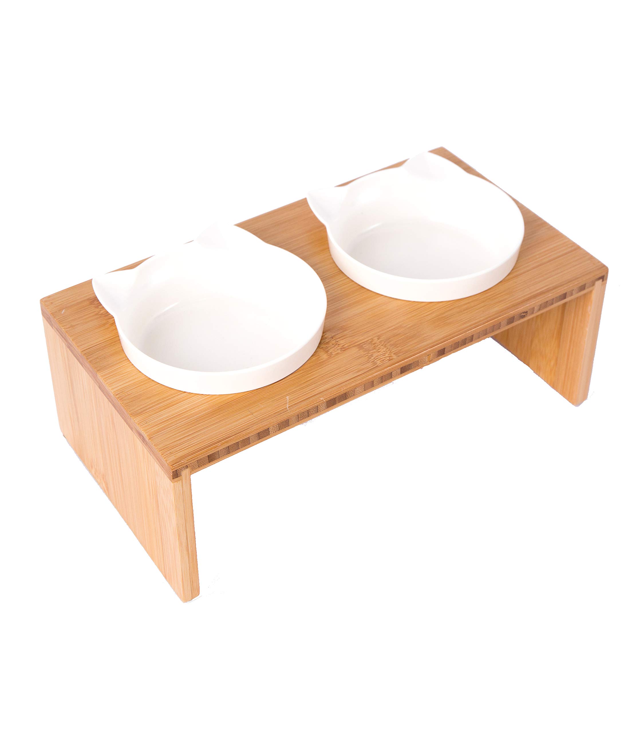 Double gamelle pour chat Dehner en bambou et mélamine au design épuré
