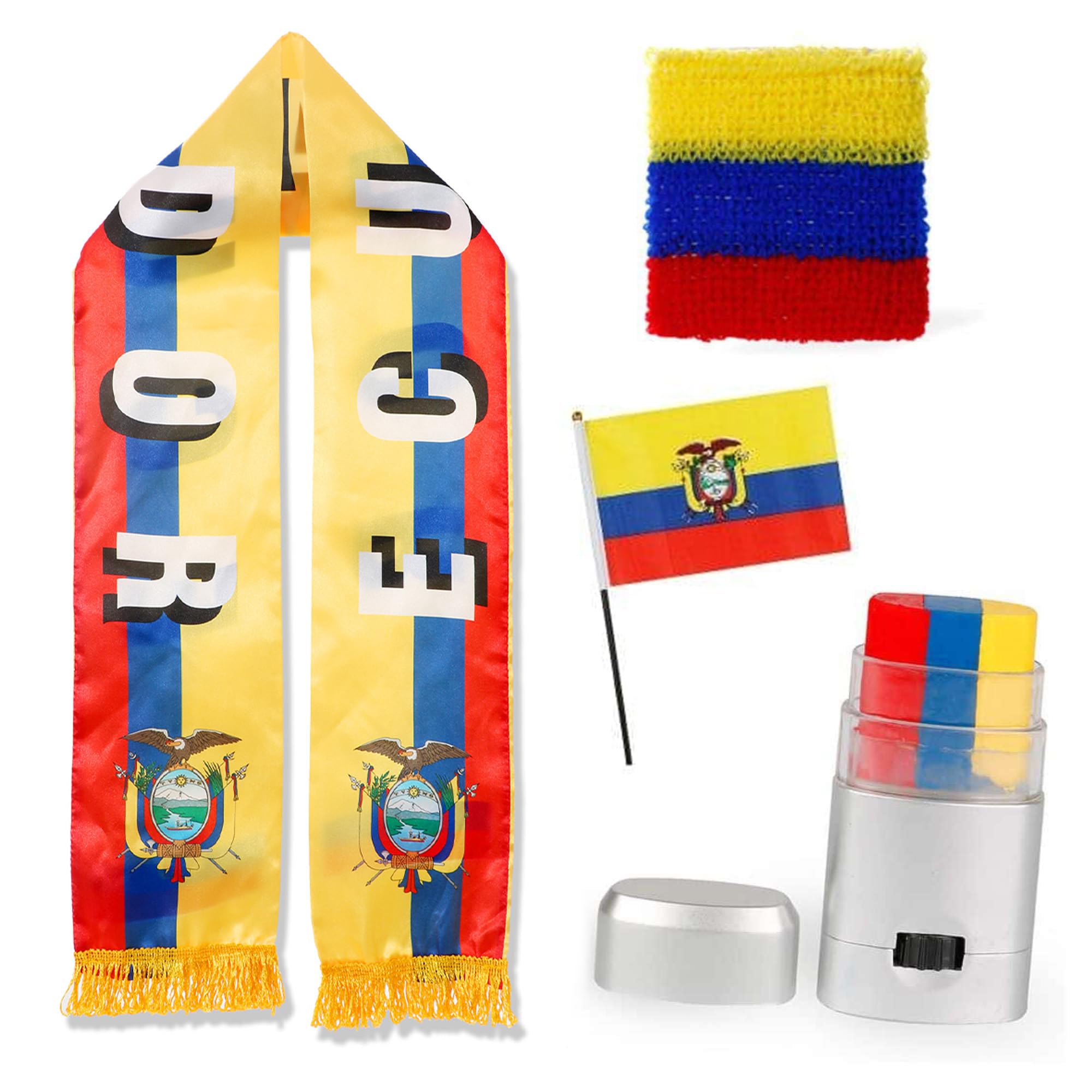 Sonia Originelli Fan-Set Ecuador Fan-Set 14 - Ecuadorianische Fanartikel EM WM Fußball Party Karneval