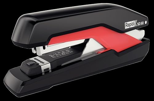 Rapid Stapler, 60 Sheet Capacity, SuperFlatClinch, Black/red, Effortless Omnipress, High Quality Ergonomic Body, Includes Staples, SO60, 5000553