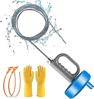 Plumbing Snake Drain Auger,32.8-Ft Drain Snake- with Stainless Steel Cleaner/Hair Drain Clog Remover for Bathtub Drain, Bathroom Sink, Kitchen and Shower, Snake Drain Cleaner