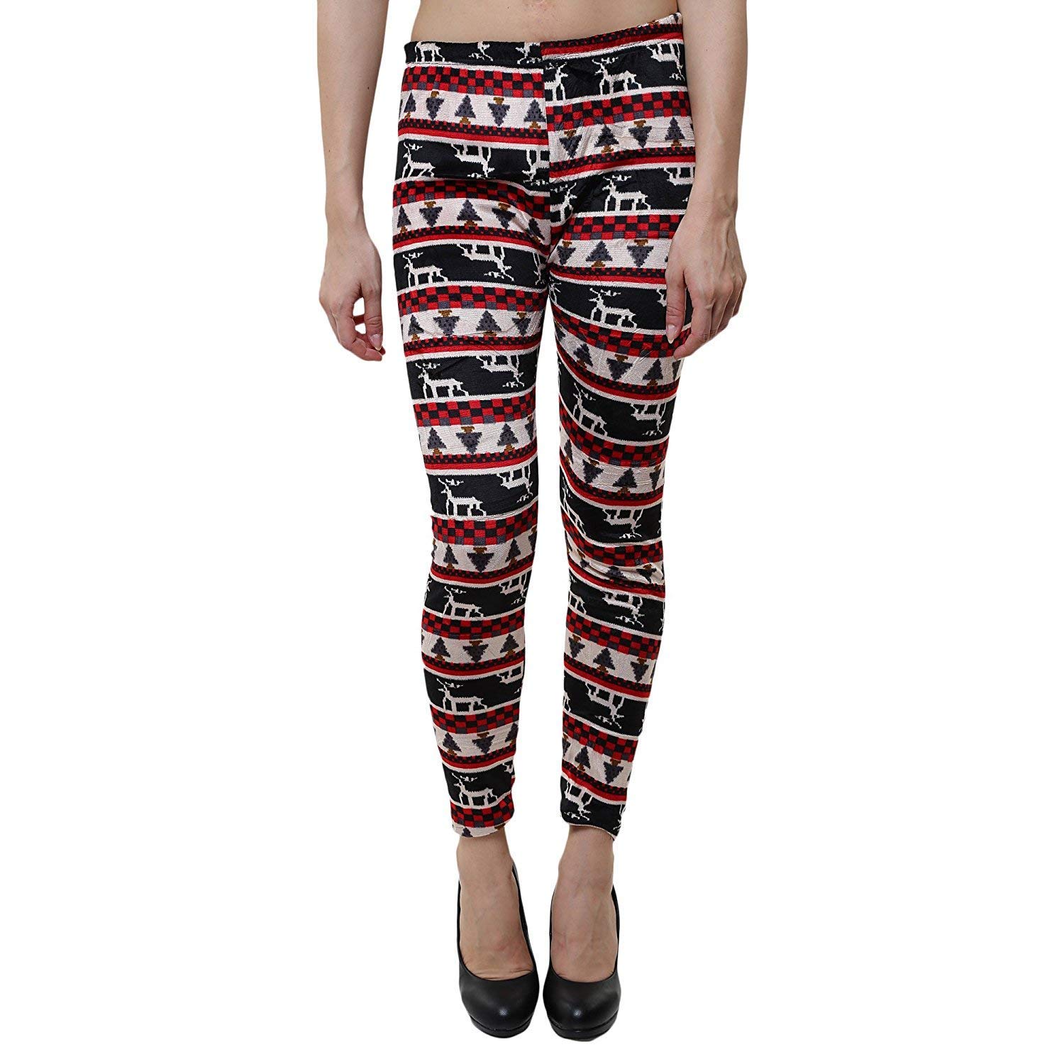 Women's Stretch Fit Cotton Jeggings (Kry/Velvet/Printed/Warm/Multi_Multicolor_Free Size)-image-1