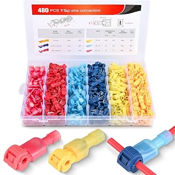Nilight 480PCS/80 Pairs T-Tap Wire Connectors Self-Stripping Quick Splice Electrical Wire Terminals Insulated Male Quick Disconnect Spade Terminals Assortment Kit with Storage Case,