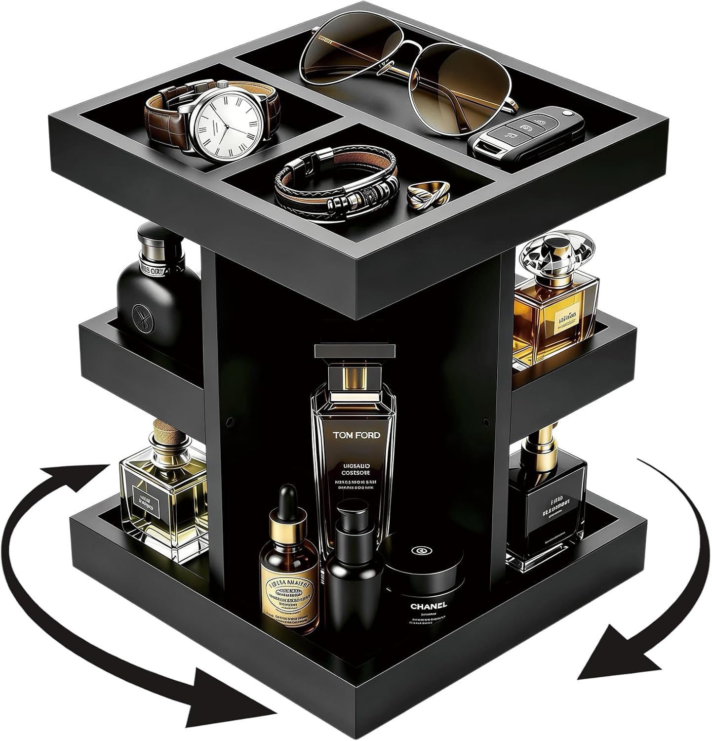 Cologne Organizer for Men, 360°Rotating Cologne Stand