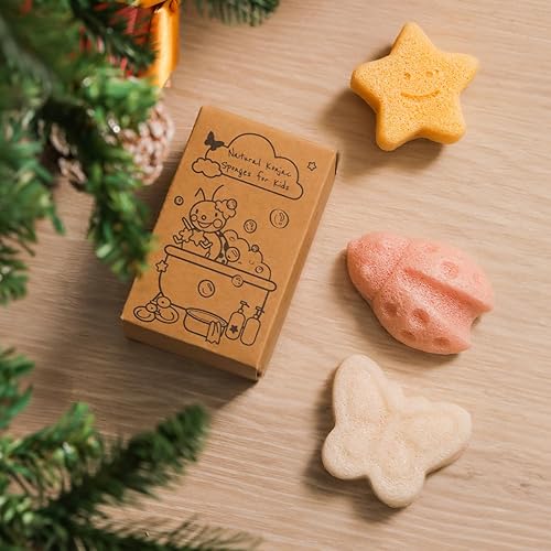 Miniatura 12 de myHomeBody Konjac - Esponja de baño para bebé, formas lindas, natural, para niños, recién nacidos, a base de plantas, 3 piezas, conjunto: elefante,