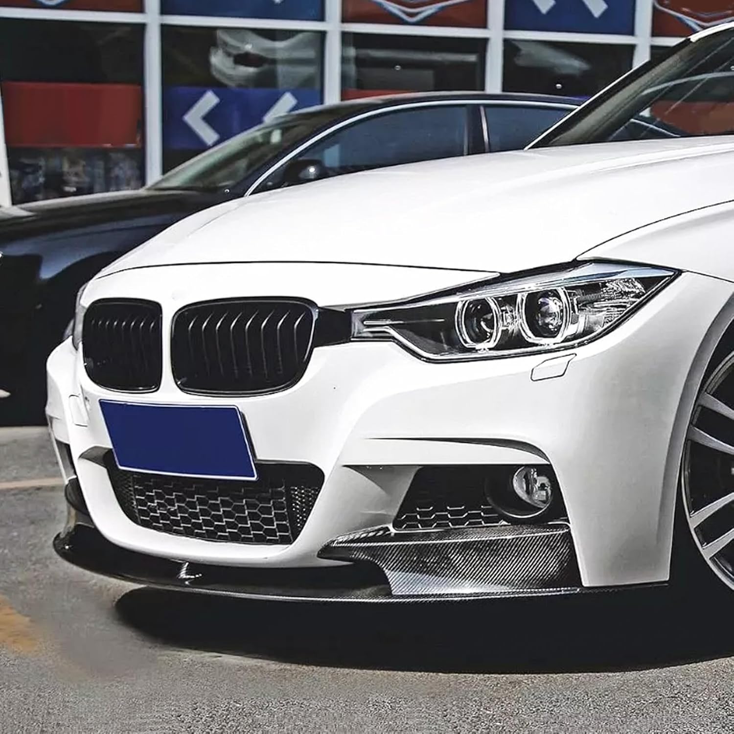Carbon Fiber Front Bumper Lip Compatible with BMW F30 F31 3 Series M Sport 2012-2018, Splitter Spoiler Diffuser Protector Wing Body Kit Compatible with BMW 320i 328i 330i 335i 340i