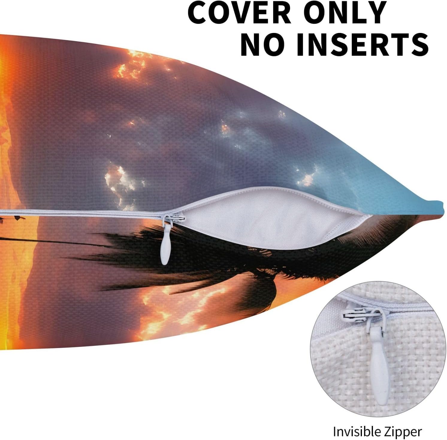 Sunset Beach Imitation Linen Pillowcase -2 Sets, Fashionable Home Decoration, Used for Sofas, Gardens, beds