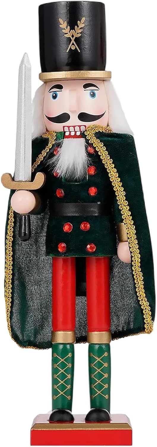 15 Inch Christmas Decorations Nutcracker Ornaments,Wooden Nutcracker Figures,Festive Collectible Nutcracker Gift for Table Desktop Fireplace Thanksgiving Christmas Decor(Swordsmen)