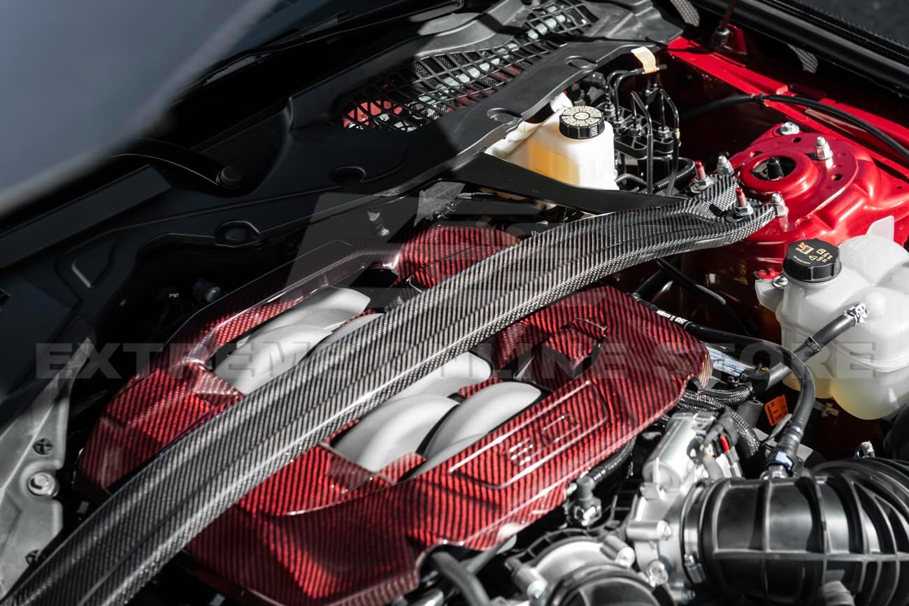 Extreme Online Store Replacement for 2024-Present Mustang S650 | Darkhorse Style Replacement Dry Pre-Preg Carbon Fiber Front Engine Strut Brace Balance Tower Bar