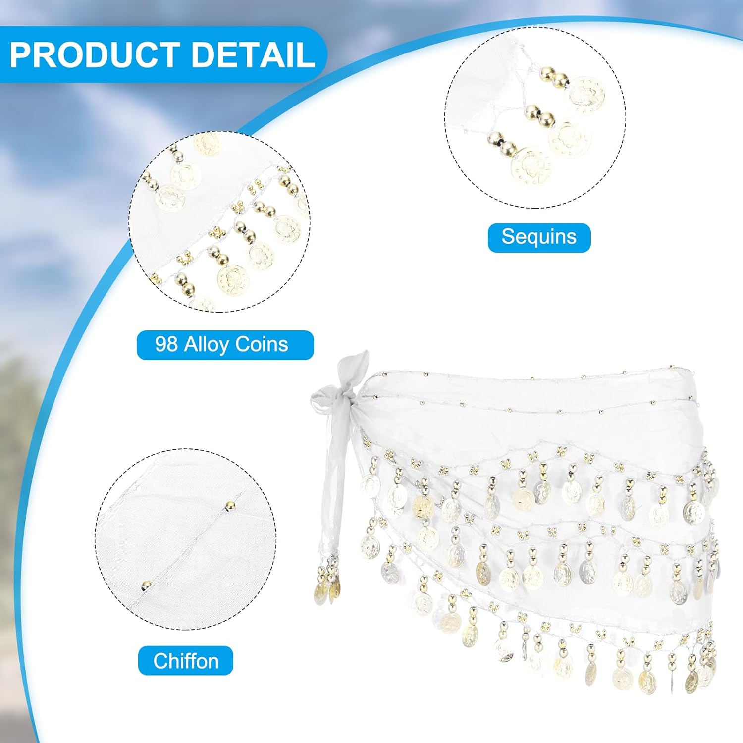 MECCANIXITY Belly Dance Hip Cute Scarf Sequin Wrap - Image 4