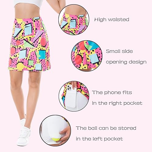 Miniatura 8 de M YESCUSTOM Faldas de tenis de los años 80 y 90 para mujer con bolsillos, faldas de golf atléticas de cintura alta retro para fiesta de entrenamiento