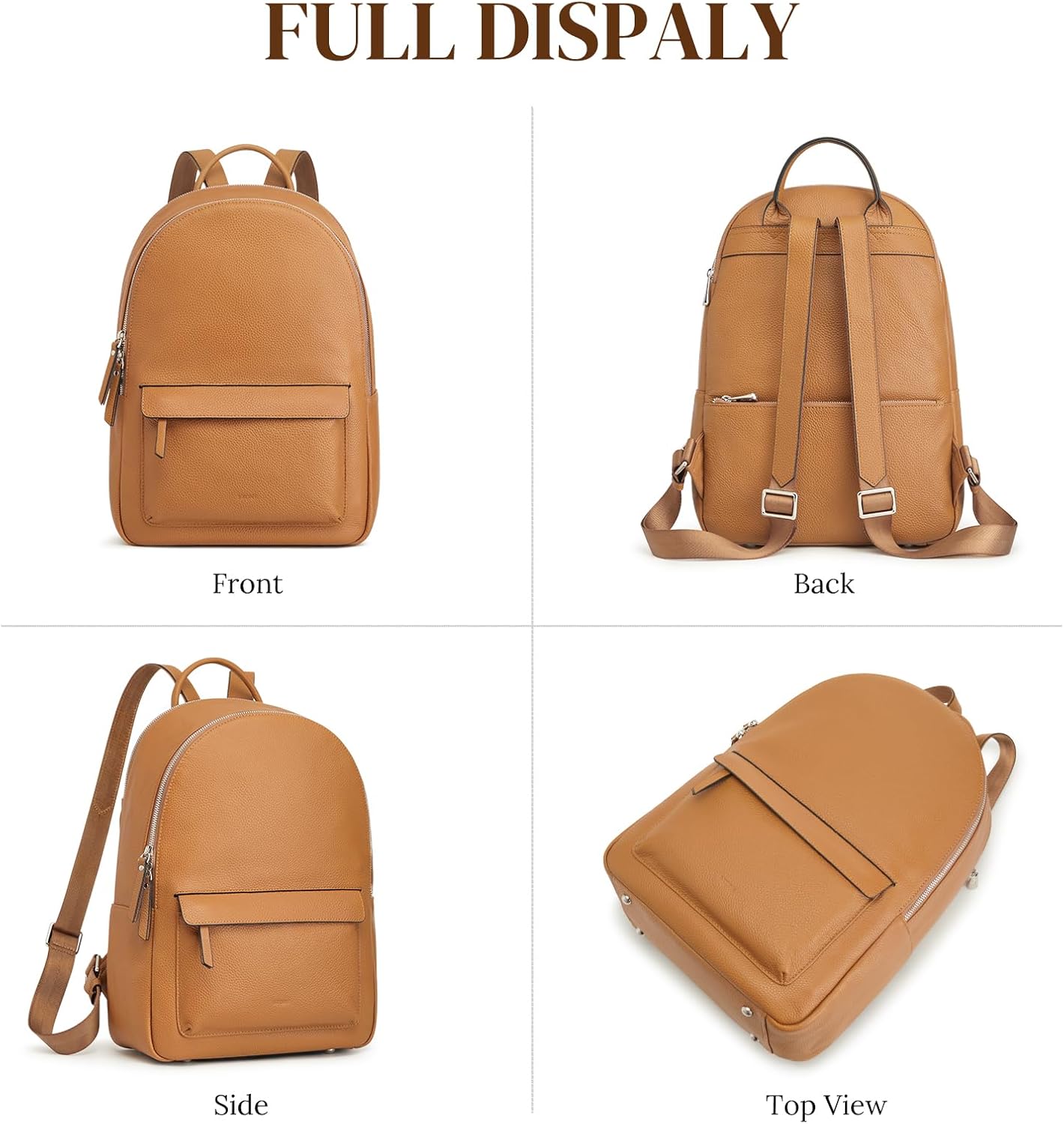 S-ZONE Genuine Leather Backpack Purse for Women Travel Backpack Classic Work Shoulder Bag Business Daypack Adjustable Straps Medium - Image 4