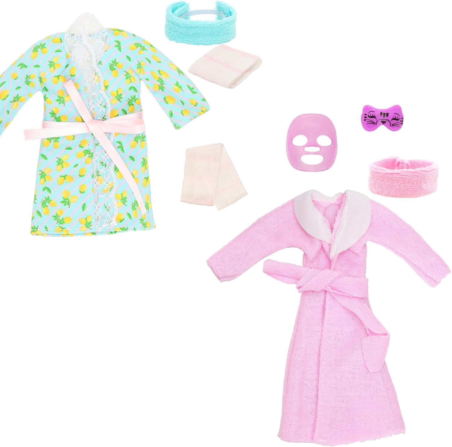 27 Pcs Doll Sleeping Clothes Accessories Including 4 Sets Bathrobes Pajamas, Towels, Headband, 12 Toiletries, 8 Accessories, 3 Slippers for 11.5 Inch Girl Dolls Sleeping Storytelling Playset