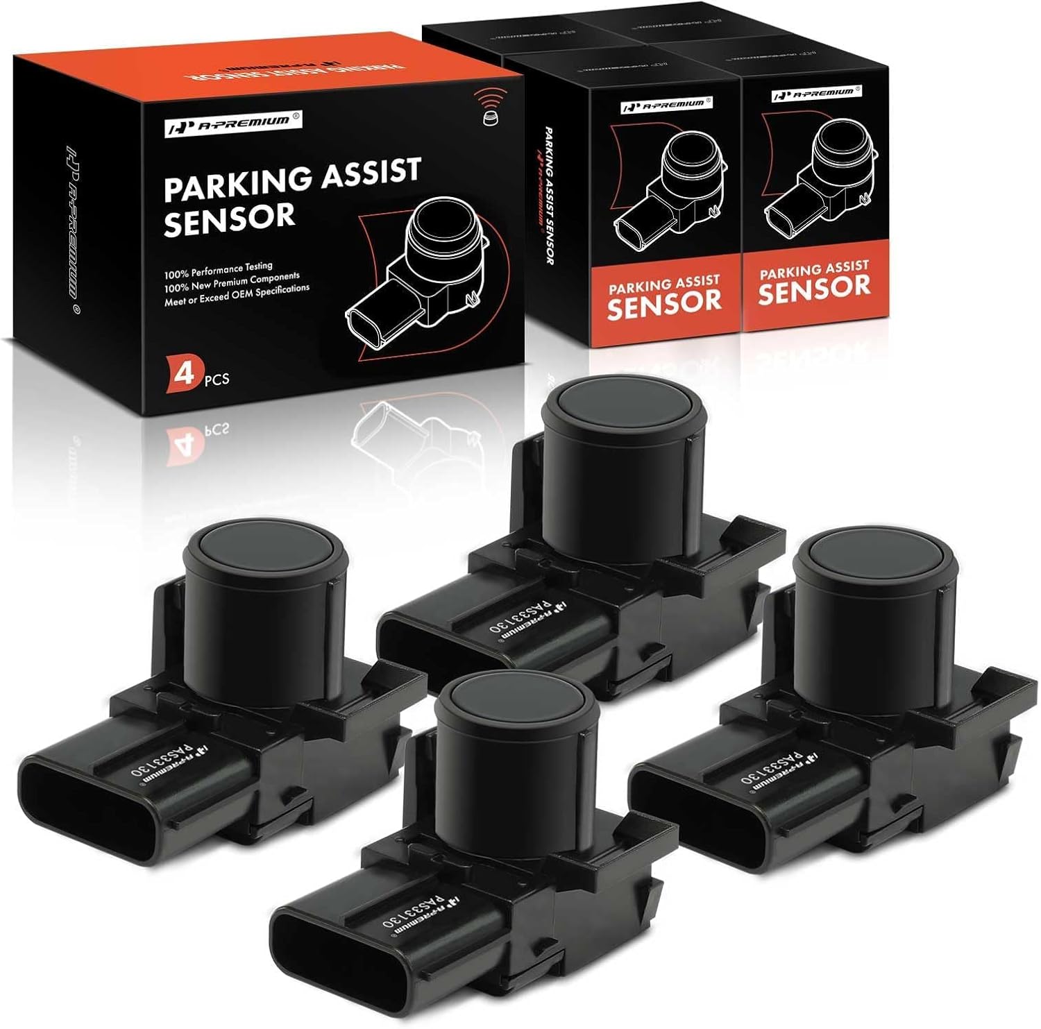 A-Premium 4-PC Rear PDC Car Bumper Reverse Backup Parking Assist Sensor Compatible with Select Toyota Models - Tundra 2007-2013, FJ Cruiser 2011-2014, Replace# 89341-33130, 89341-06010