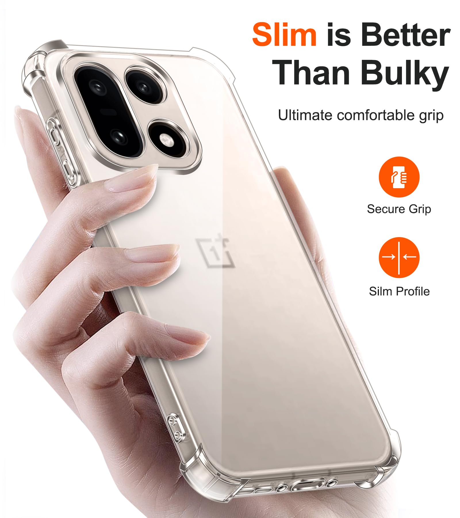 iVoler Etui 3 w 1 do Oneplus 15 z 2 sztukami szkła hartowanego, przezroczysta, odporna na wstrząsy obudowa, cienka miękka silikonowa obudowa ochronna z TPU