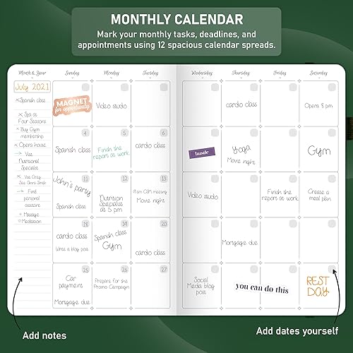 Miniatura 4 de GoGirl Agenda semanal  Planificador de trabajo y vida por hora con ranuras de tiempo  Organizador vertical para productividad diaria, A5 (verde