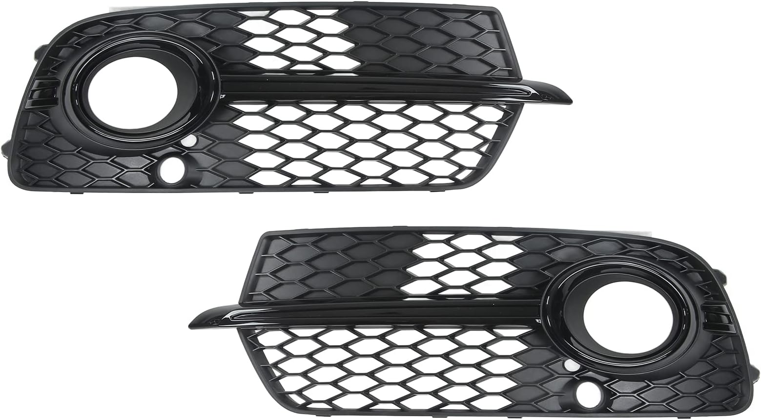 Front Bumper Fog Light Grille, 2 Pcs Gloss Black Front Left Right Bumper Fog Light Lamp Grill Grille Cover Trim Honeycomb Mesh Vent Grille Replacement for Q5 SQ5 2013‑2017