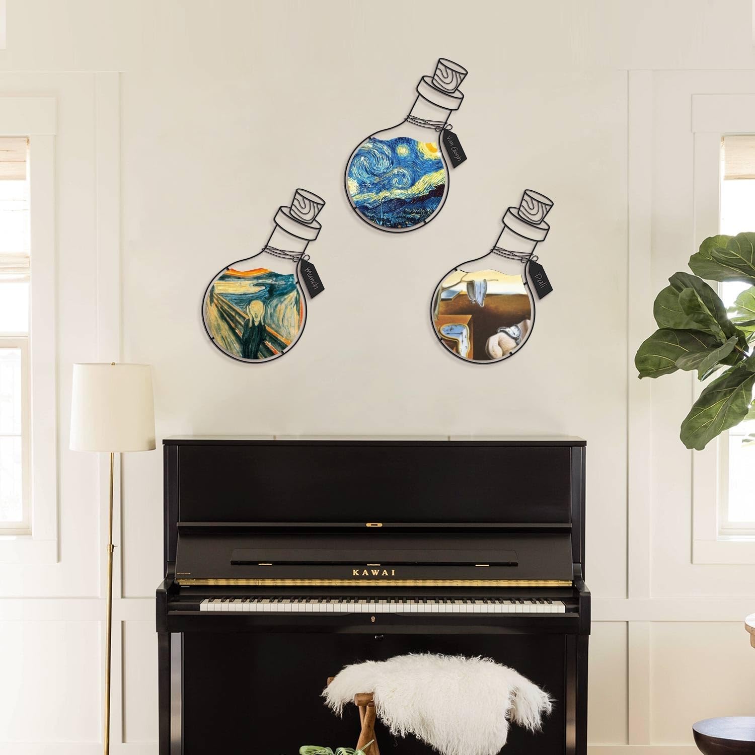 Hanah Home Elegante accessorio decorativo da parete in metallo (3 pezzi), 100% acciaio, 38 x 53 cm, resistente spessore 1,2 mm, perfetto per decorazioni moderne della casa e esposizione d'arte
