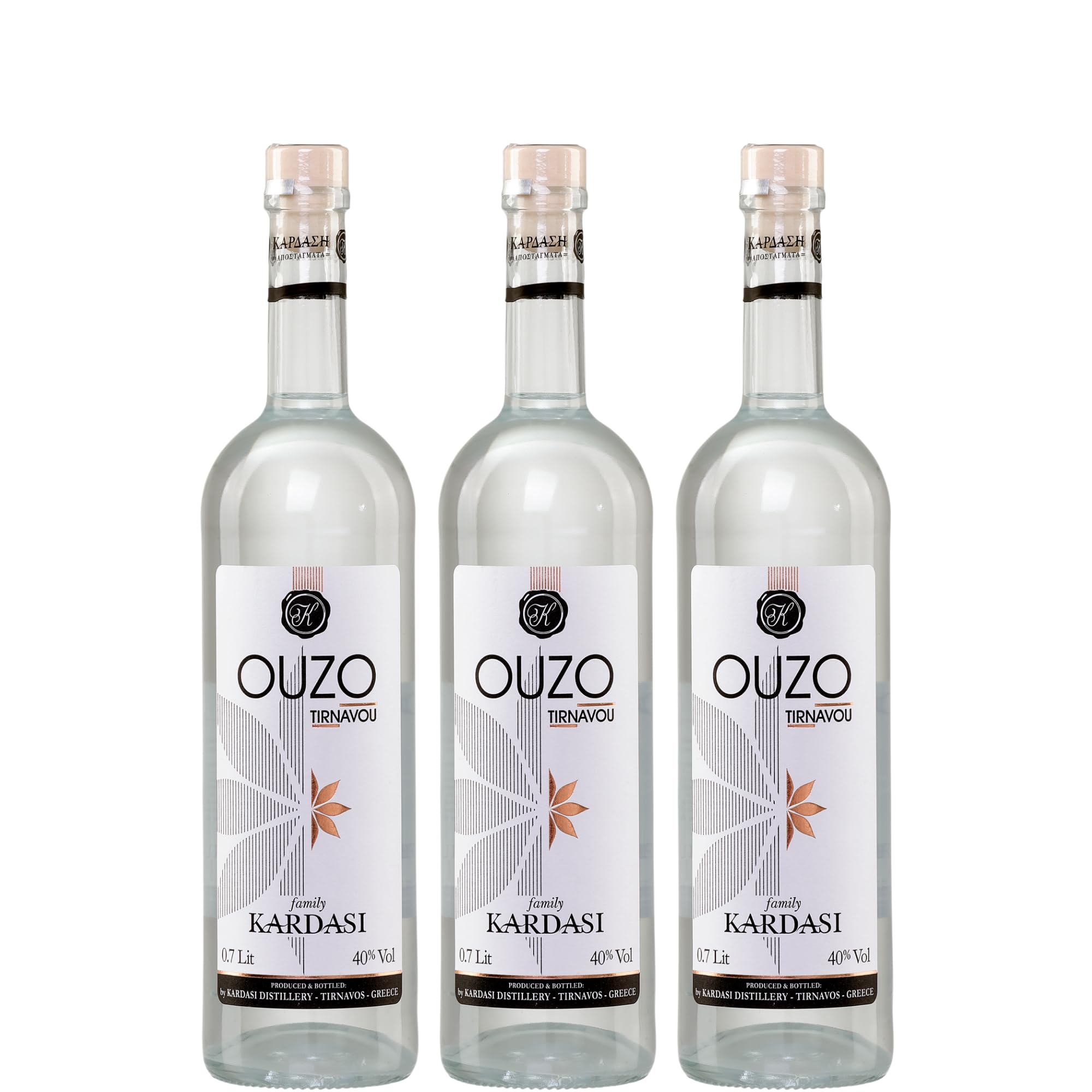 3x 0,7l Ouzo Tirnavou Kardasi 40% Vol. | Der einzige Ouzo ohne Zuckersirup | Mild im Geschmack, würzig im Abgang + 20ml Jassas Olivenöl