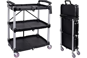3 Tier Foldable Rolling Cart – Versatile, Space-Saving, and Effortless Transportation