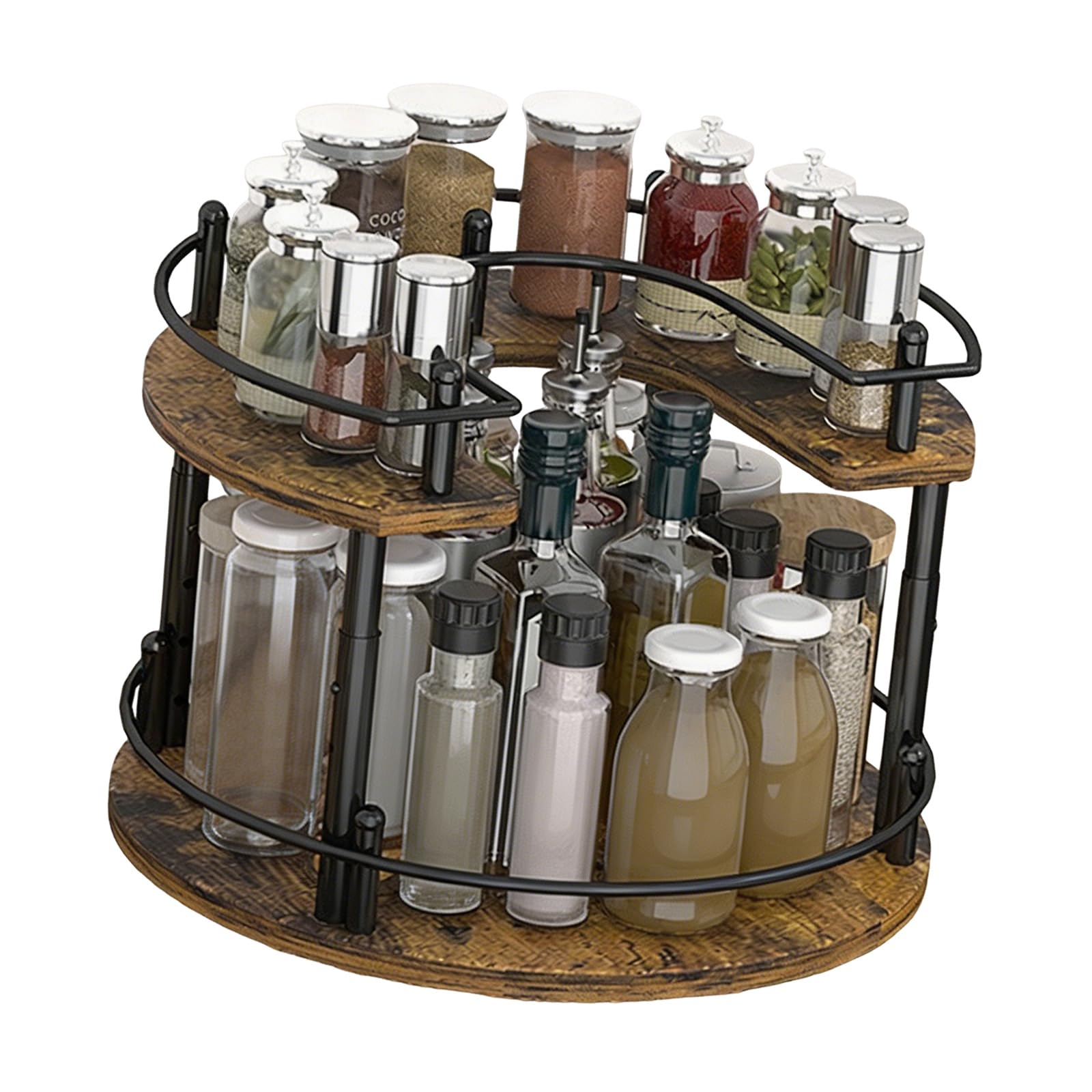 Elnwnnkc Round D Shape Swiveling 3 Step Shelf For Kitchen Storage Organizing Seasonings Condiments Jars In Cabinets Multi Layer Kitchen Rack