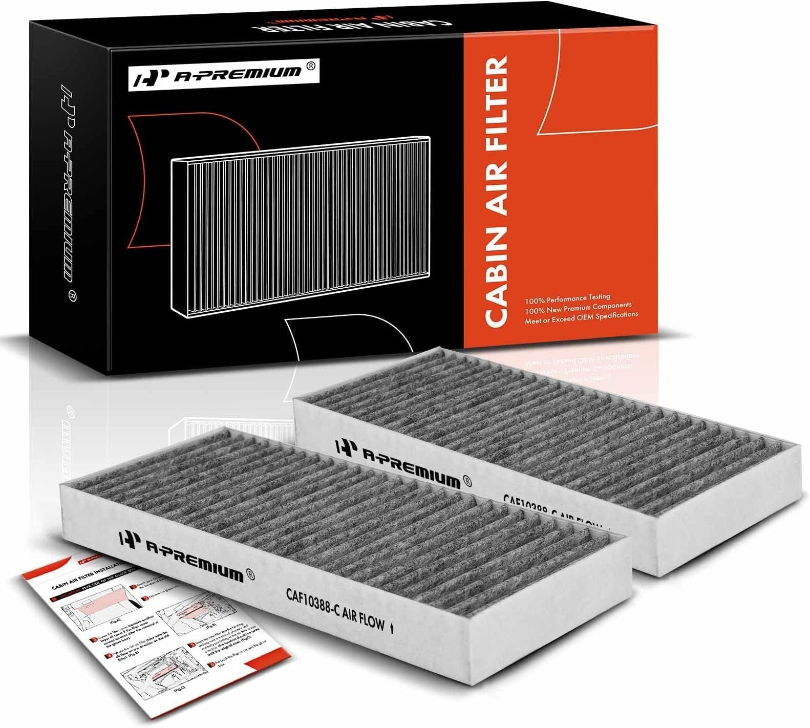 A-Premium 2-PC Cabin Air Filter with Activated Carbon Compatible with Nissan & Infiniti Models - Titan 2004-2015, Armada 2005-2015, NV2500 NV3500 2012-2014, QX56 2004-2010 - V8 5.6L