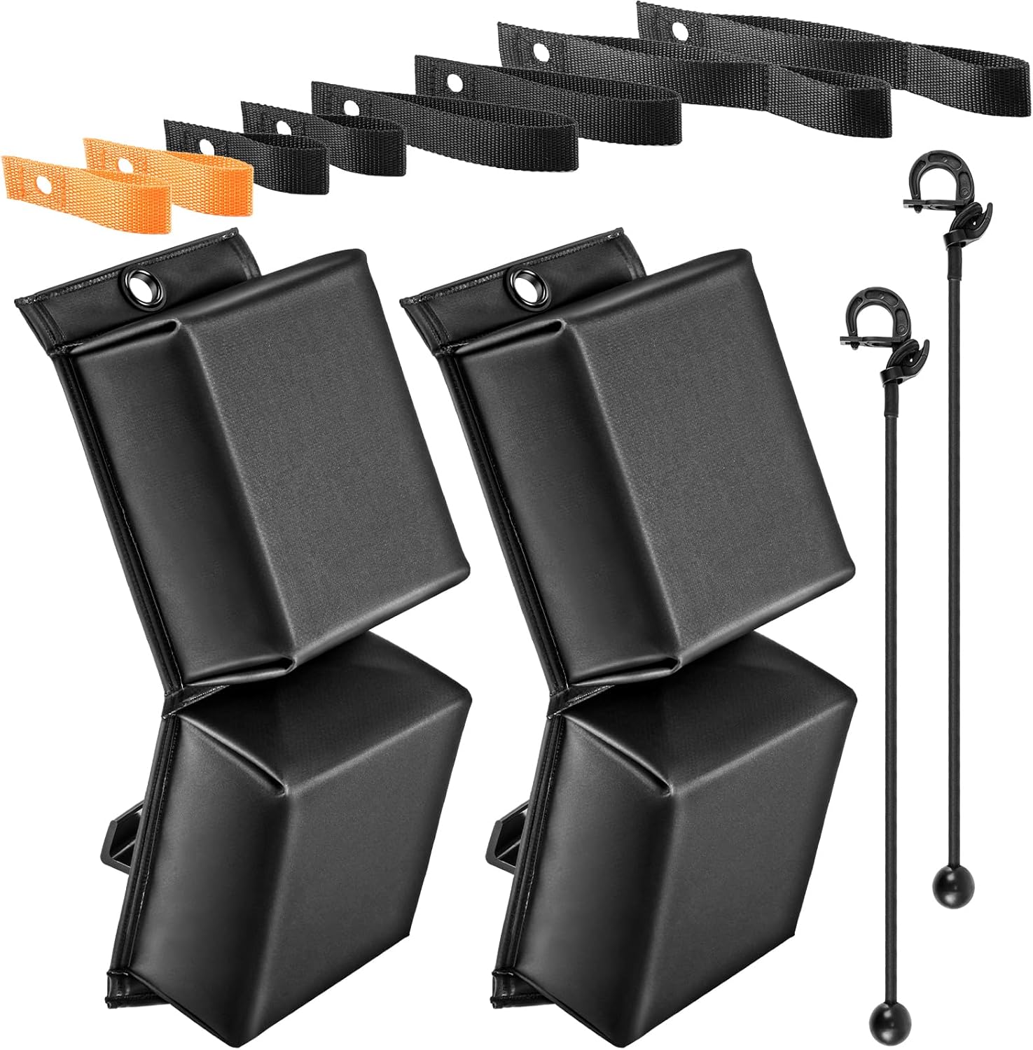 2 Pack PWC Fender Bumper with Elastic Cords and Motorboat Cleats 14.69 x 5.91 x 3.15 Inch Motorboat Bumpers, Contour Fender, Boat Bumpers for Docking Fender Dock Bumpers Straight or Corner