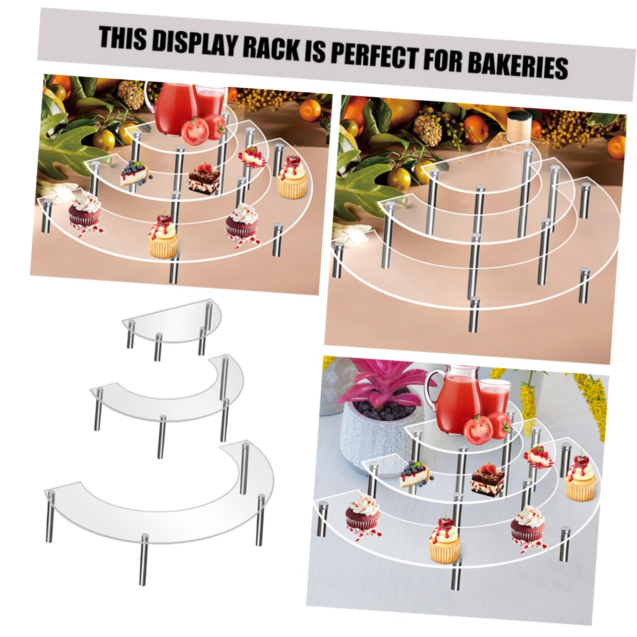 PRETYZOOM Alzatina per Torte Multi-livello 2 Set Acrilico e Metallo | Esposizione per Dolci, Design Versatile, per Attività Commerciali e Eventi